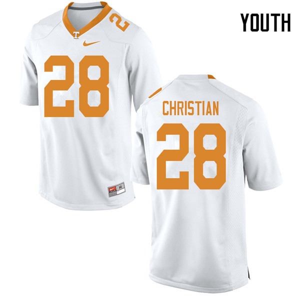 Youth #28 James Christian Tennessee Volunteers College Football Jerseys Sale-White
